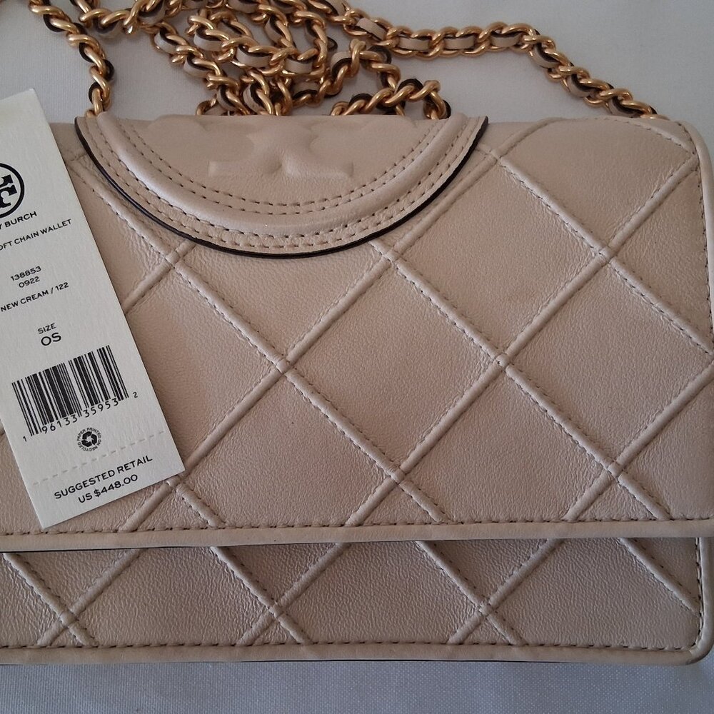 Tory Burch Fleming Soft Chain Wallet – Cream – Style 138853-122 – NWT